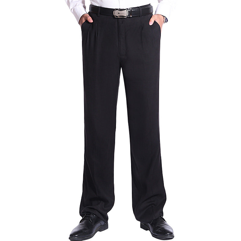 宽松大码真丝裤子男桑蚕丝丝绸夏季中老年男士休闲裤