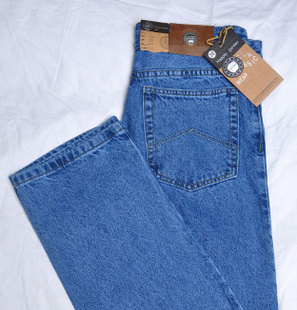 新款苹果男装纯棉中腰长裤直筒休闲宽松牛仔裤男士中老厚款