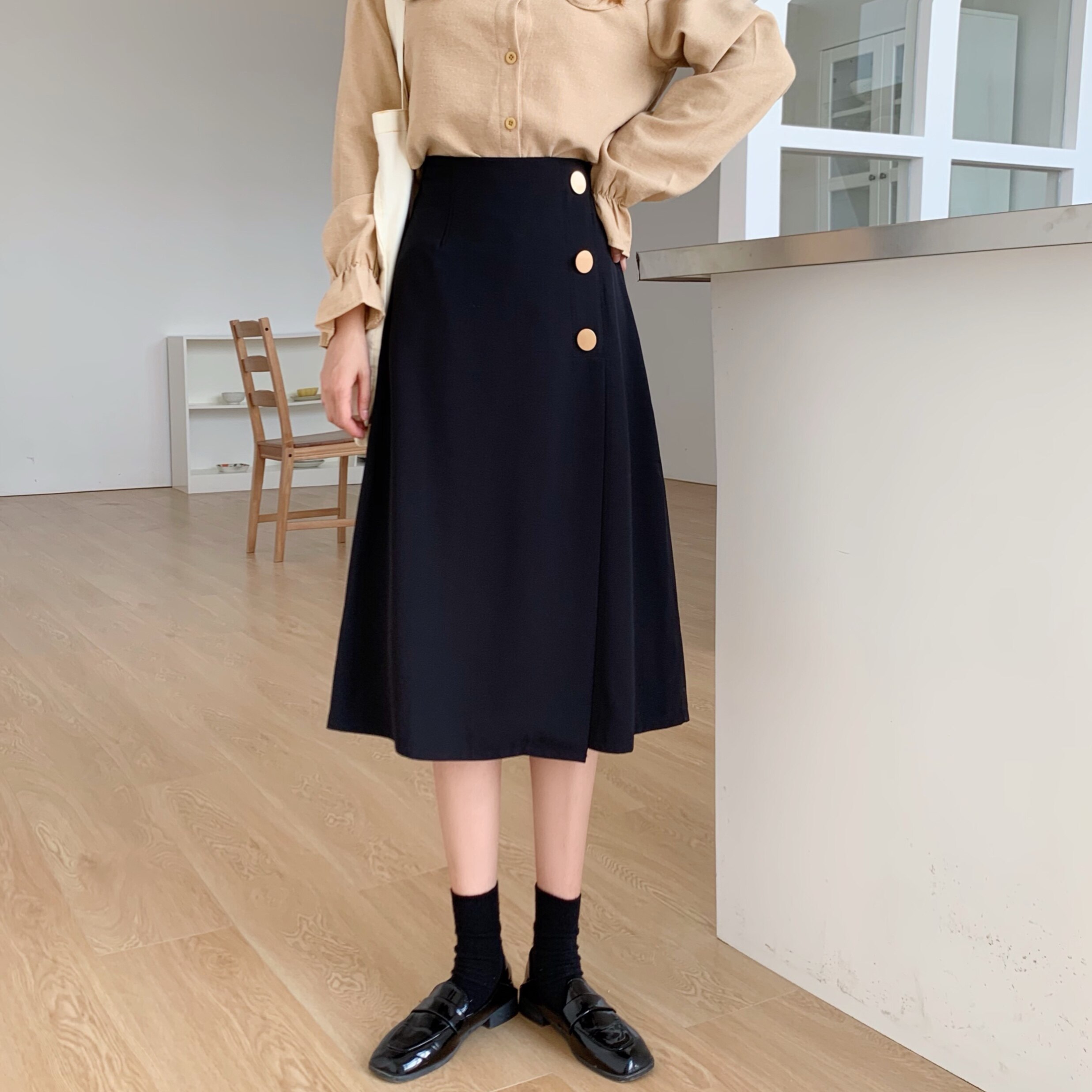 半身高腰裙子中长字裙显瘦mm长裙百搭新款半身裙