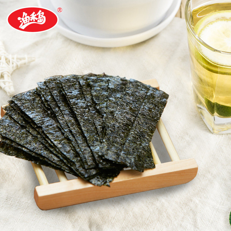 渔禾儿童休闲零食一水有机原味海大片即食头水海苔系列