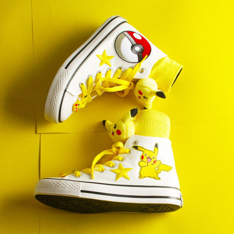 1970s这不是大侦探皮卡丘联名高帮情侣男女帆布鞋2019新款学生男