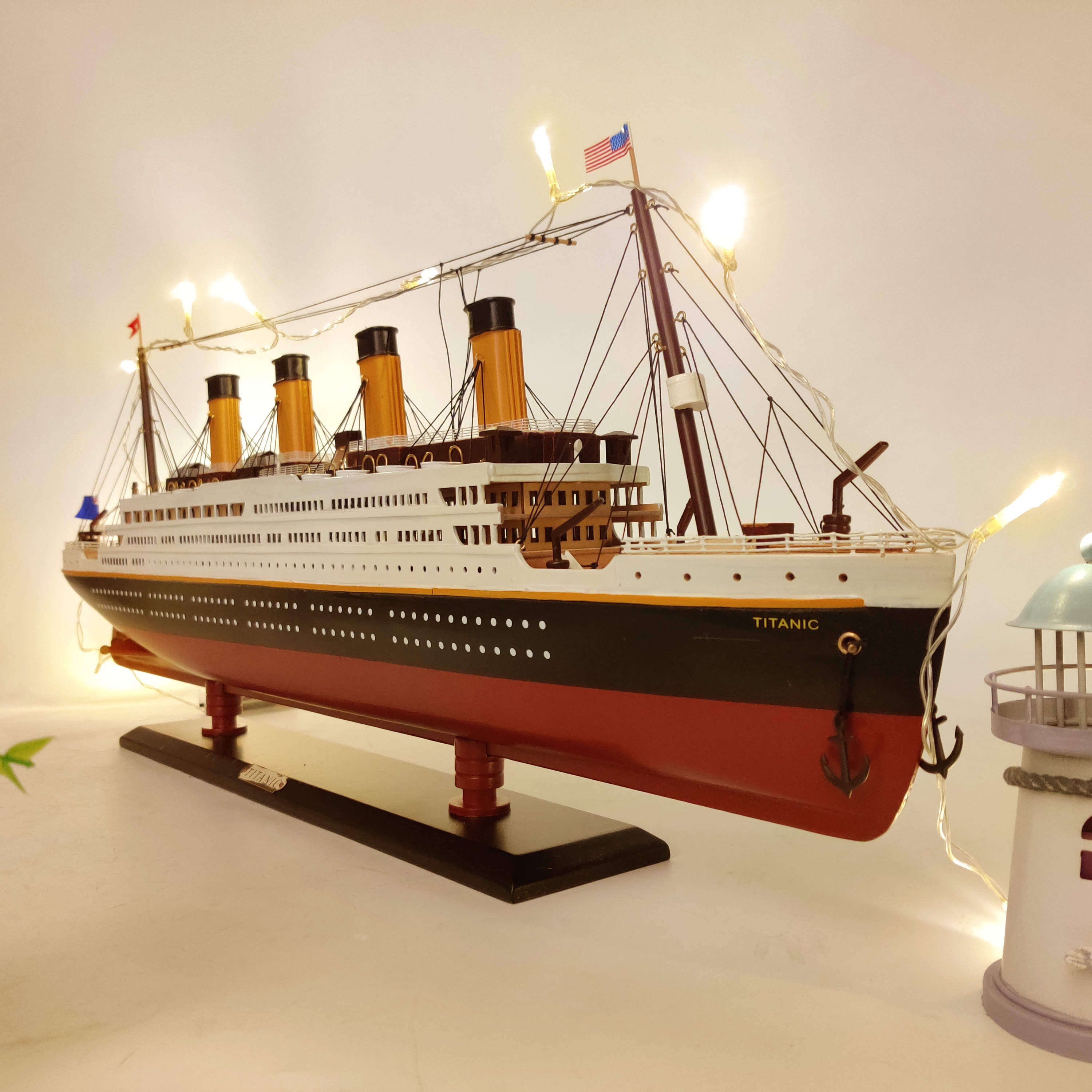 泰坦尼克号实木质帆船模型游轮 别墅家居摆设装饰送人高端礼品