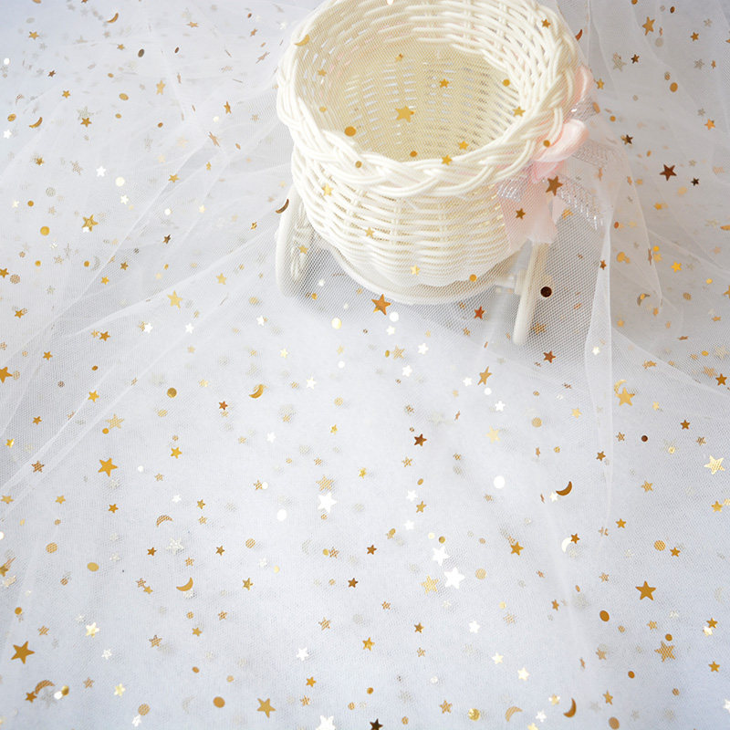 网纱布网红饰品美甲网红亮片星星头纱道具拍照海绵垫