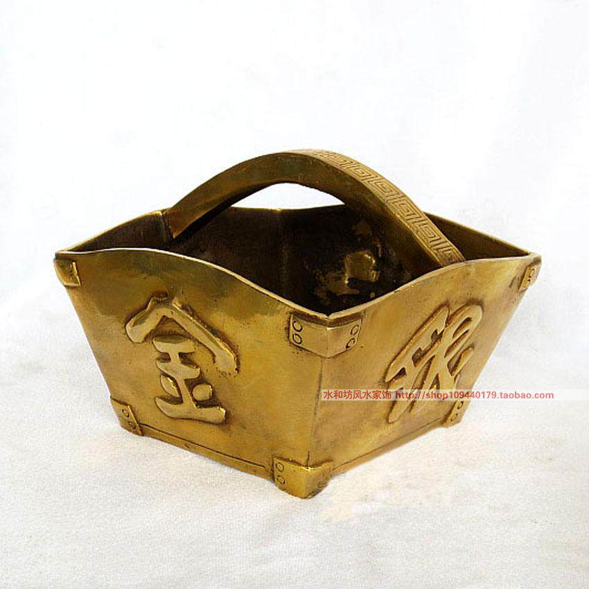 开光纯铜金银满斗摆件铜制招财风水工艺品铜升摆件