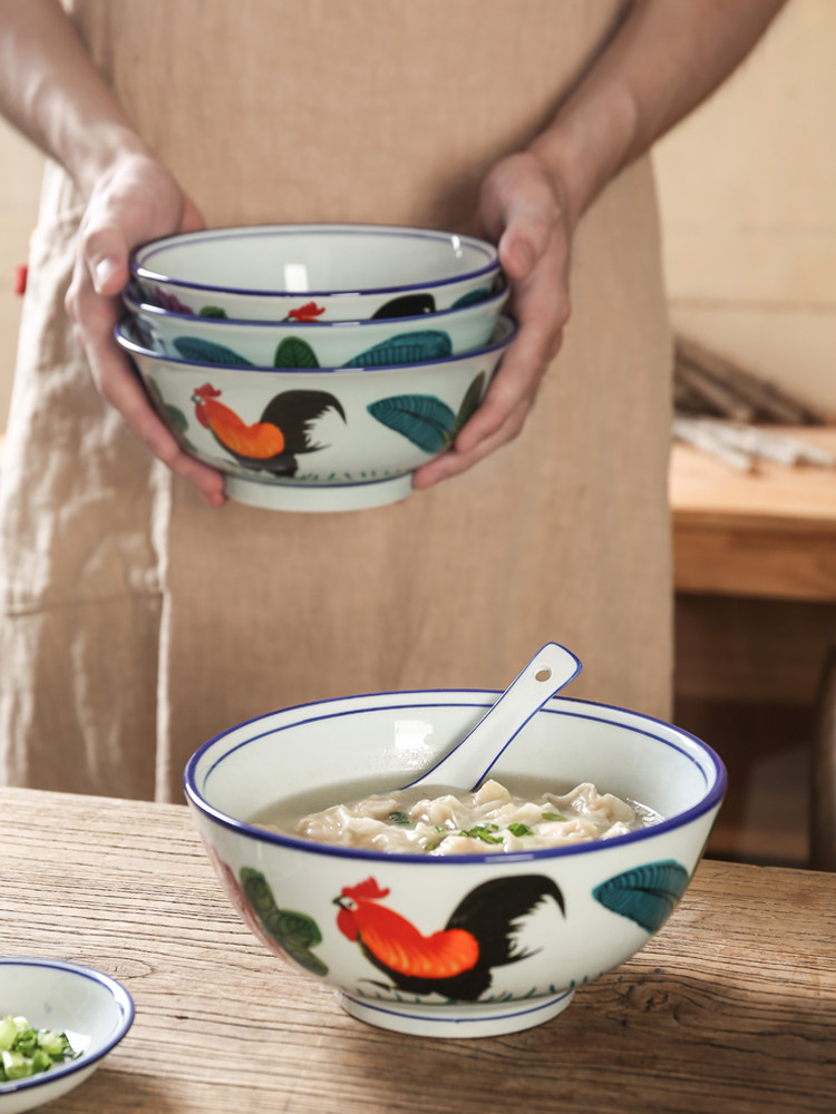 八十年代老碗怀旧复古香港tvb公鸡6寸扶摇老式碗