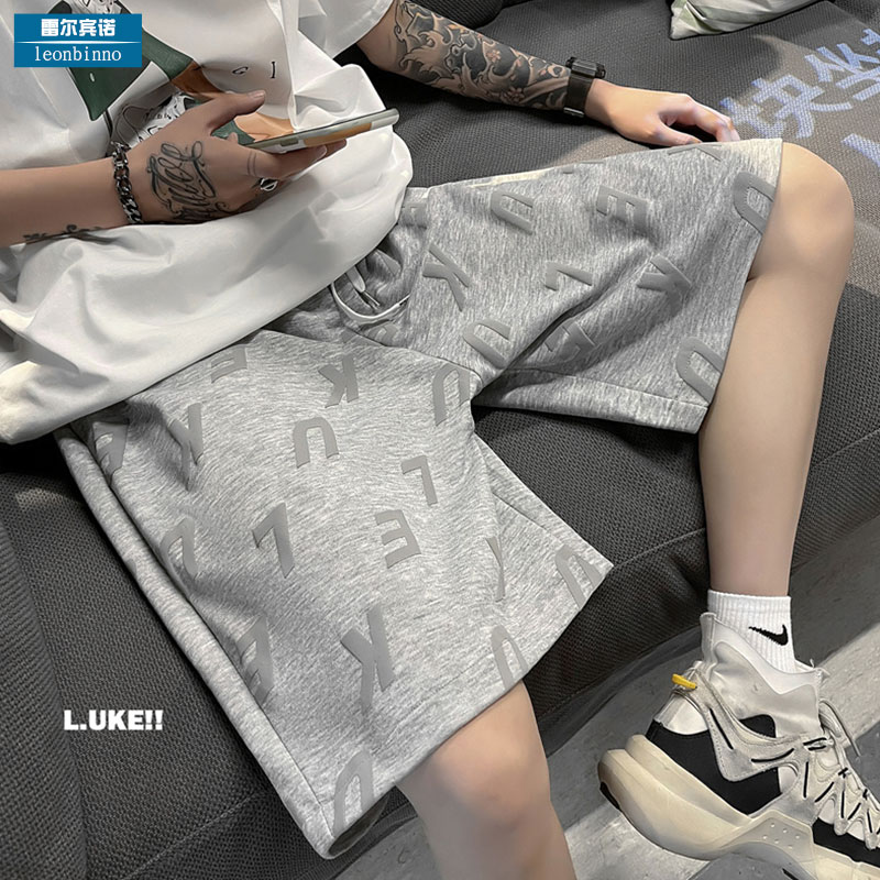 发泡工艺帅气休闲短裤男夏季ins情侣沙滩裤宽松潮流运动五分裤子