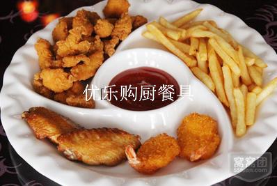 拼盘薯条盘子创意陶瓷小吃西餐四方五格卤水盘