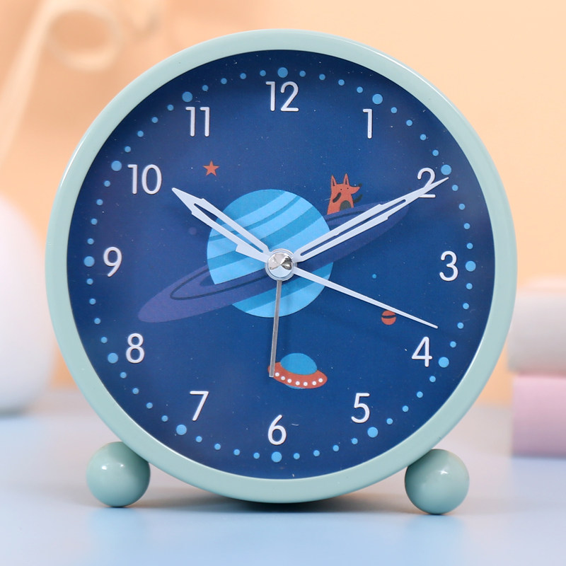 学生小闹钟儿童卡通静音可爱爱卧男女床头简约台钟