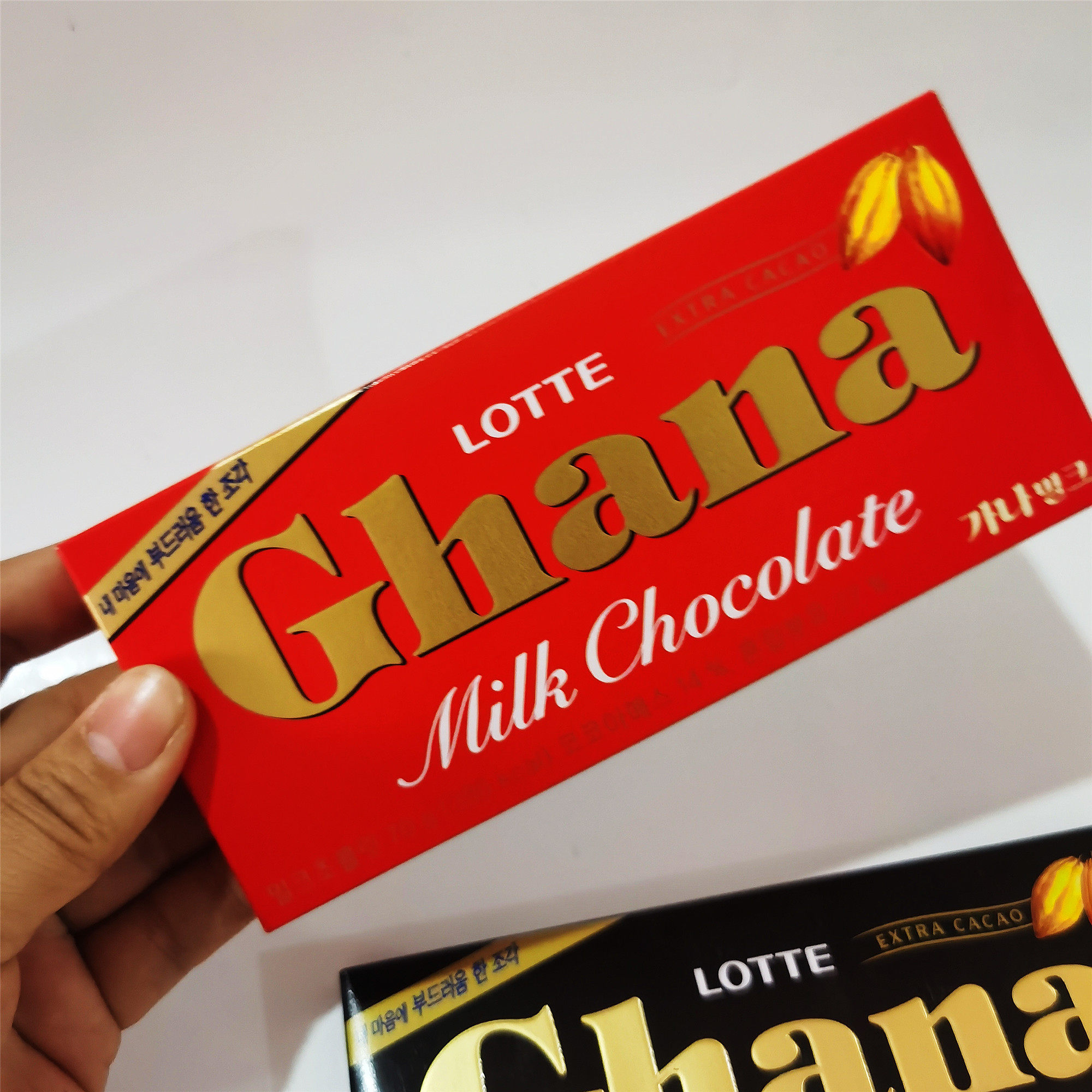 韩国进口零食乐天ghana红加纳牛奶巧克力黑巧浓香牛奶巧克力34g