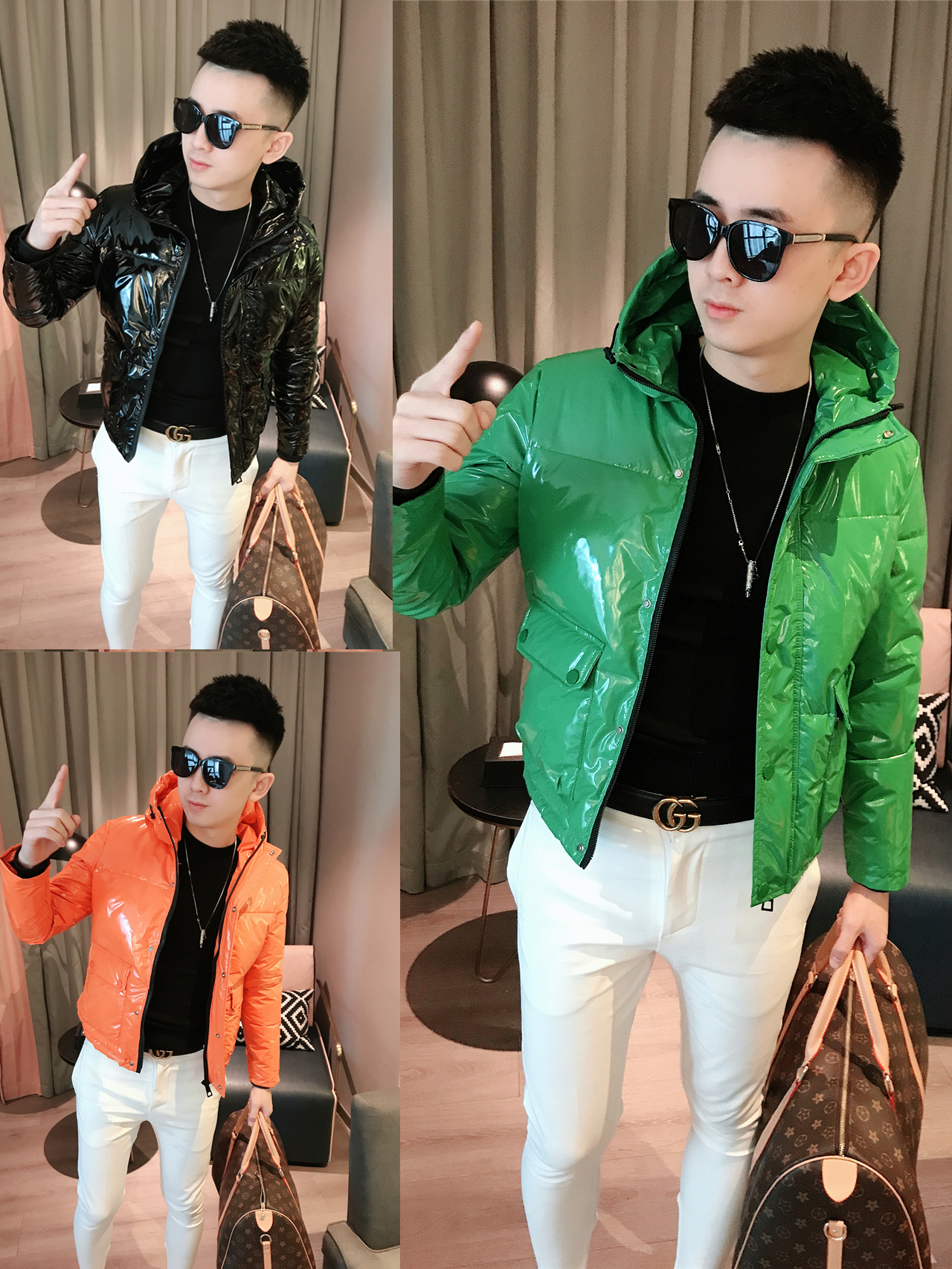 男士小棉袄2020年新款潮流帅气加厚保暖棉衣短款外套连帽亮面棉服