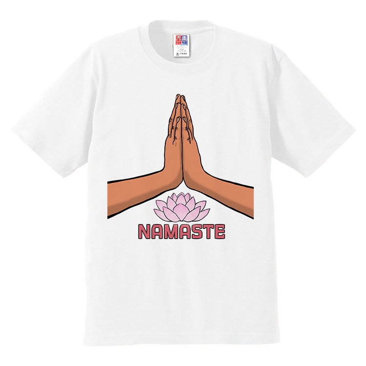 印度namaste合十梵语瑜伽yoga手势男女短袖纯棉t恤
