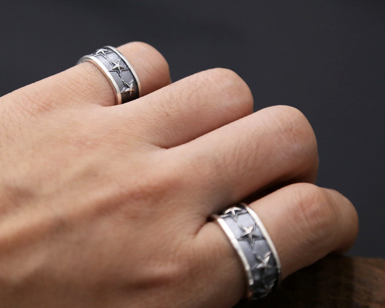 老司机品质保证s925纯银五角星方圆戒指男女情侣cody戒指
