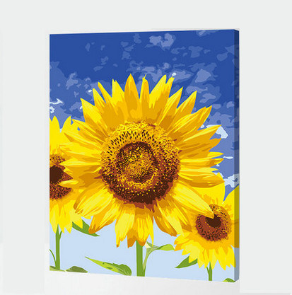 diy数字油画油彩装饰画大幅植物花卉手绘客厅卧室风景向日葵与猫