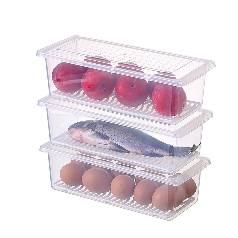 保鲜塑料大容量鱼盒海鲜盒子长方形冰箱冷藏储藏食物收纳盒