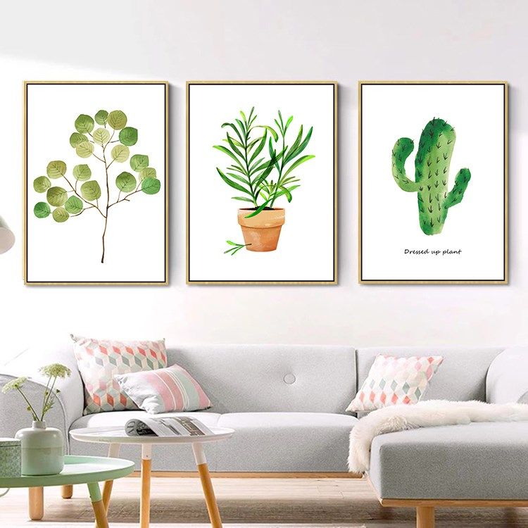 现代简约绿色植物系列客厅装饰画沙发背景墙餐厅卧室挂画现代装饰画