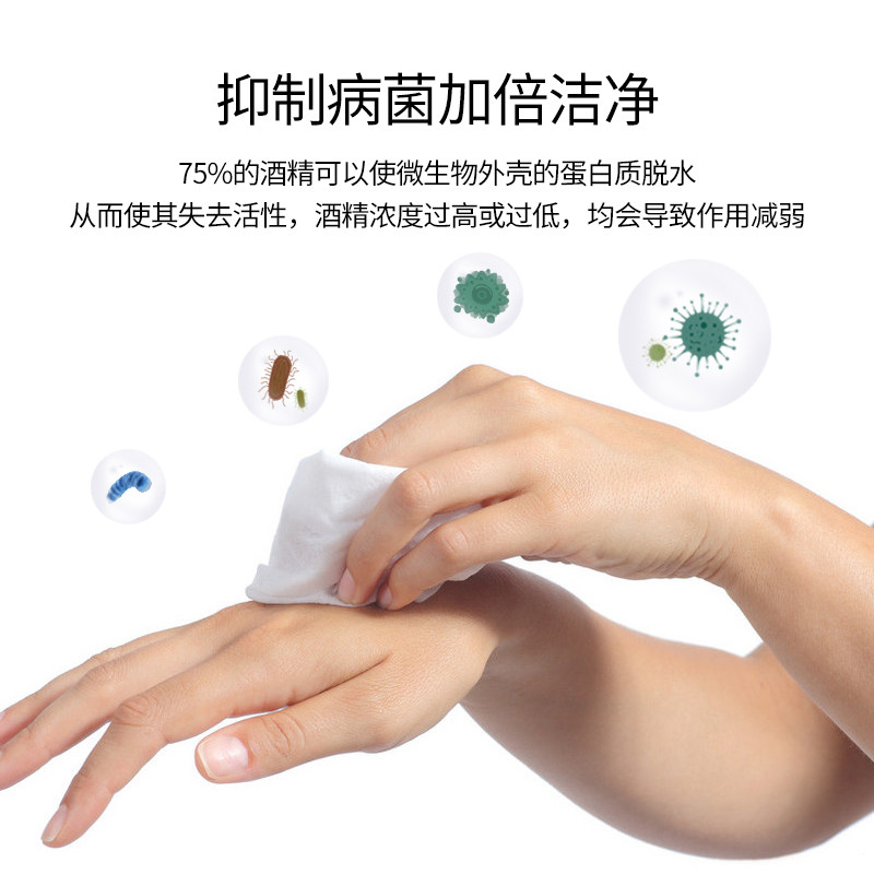 乐适酒精消毒卫生湿巾餐具杀菌擦手便携式婴儿湿巾