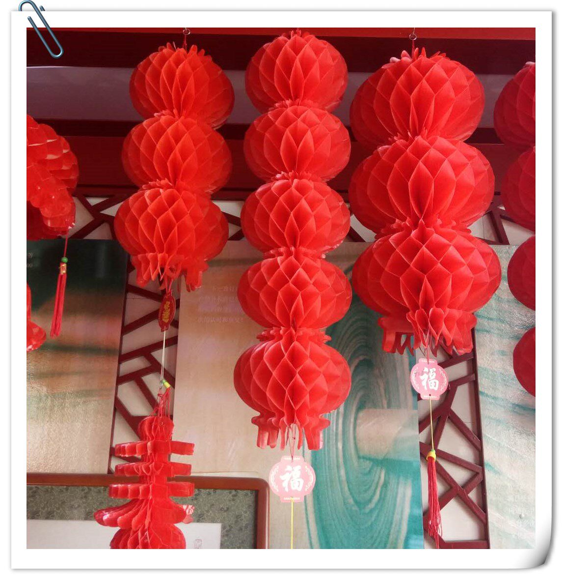 灯笼连串塑纸蜂窝大红红灯笼四五商场中秋国庆灯笼