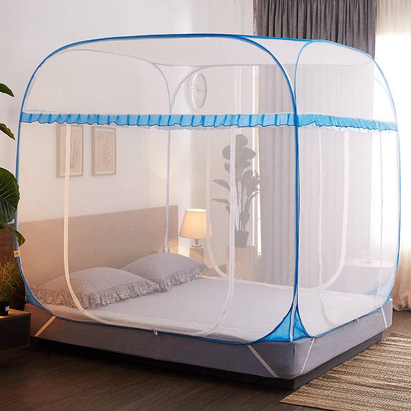 蒙古包蚊帐家用免安装1.5/1.8m床双人新款加厚加密1.2米床纹账