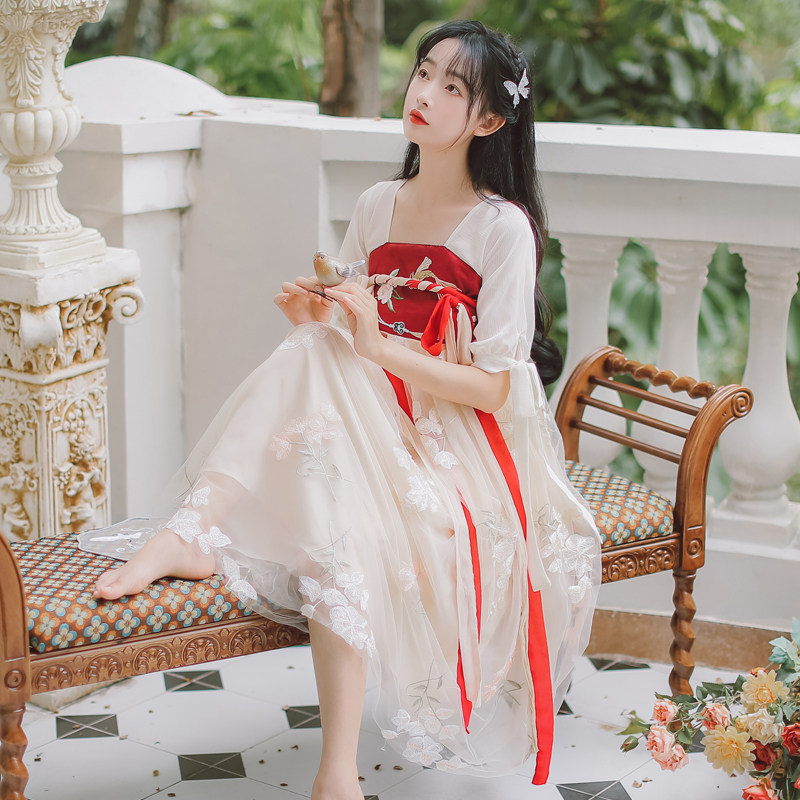 汉服女中国风交领襦裙古装2021夏季款新超仙连衣裙