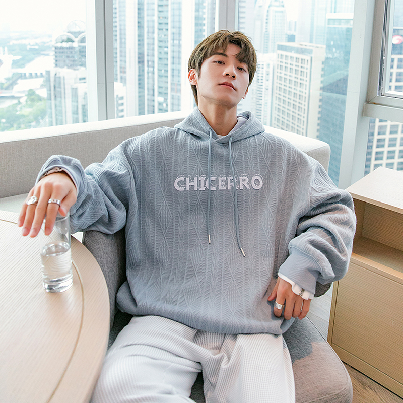 CHICERRO西西里男装加绒加厚ins男生宽松连帽卫衣男秋冬情侣外套