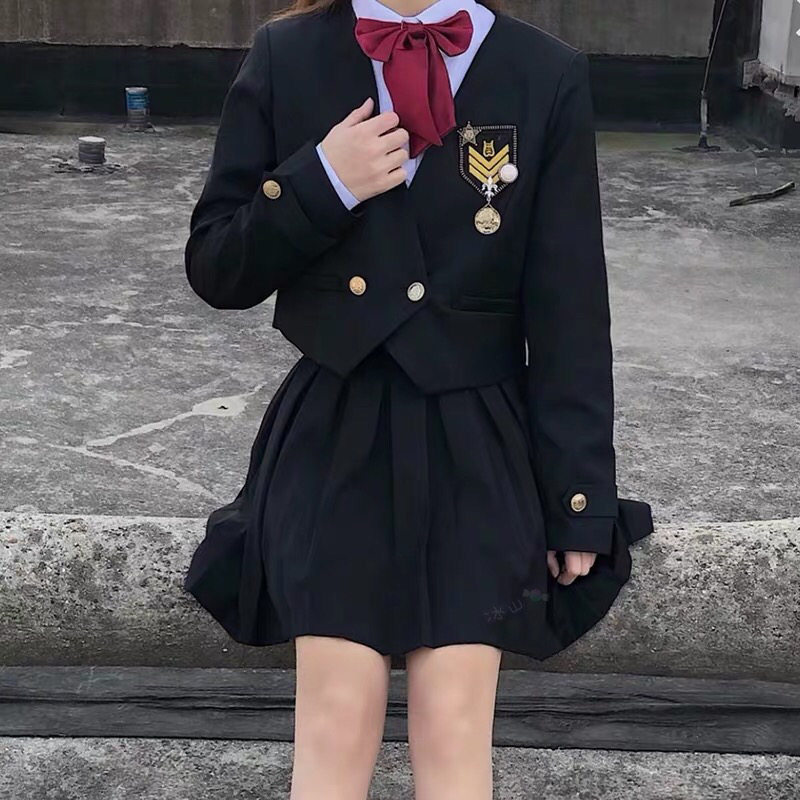 现货高桥十一jk制服西装外套短款日系池太黑职业女裙套装