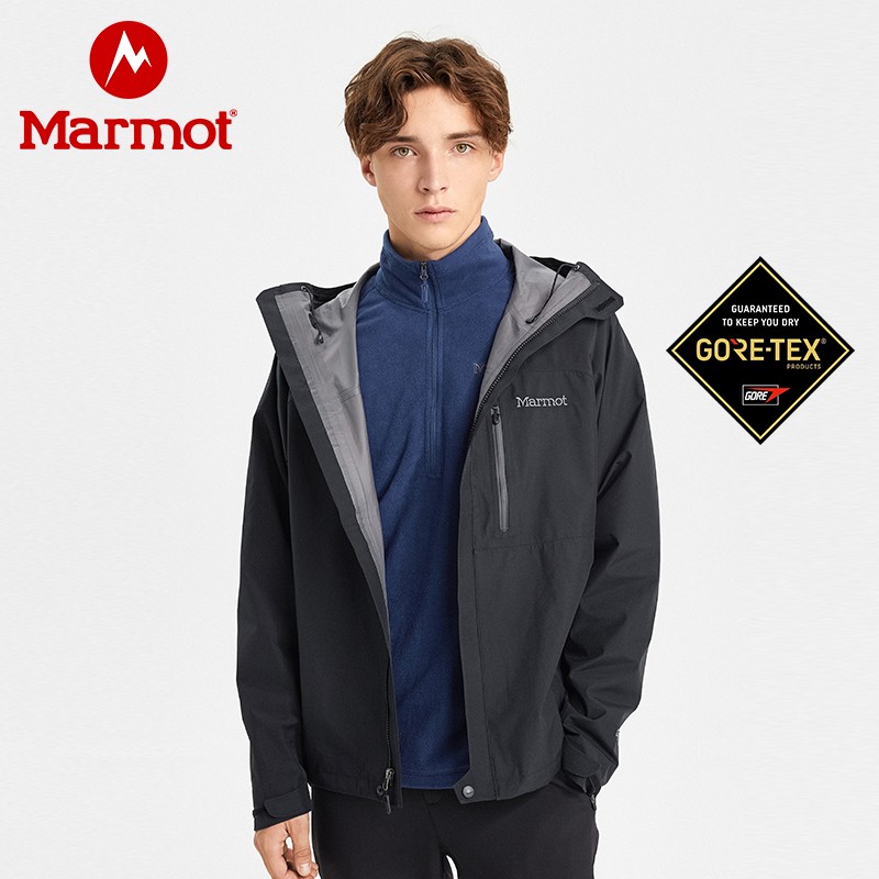 Marmot土拨鼠春秋新款户外GTX戈尔防风防水夹克男单层冲锋衣40330