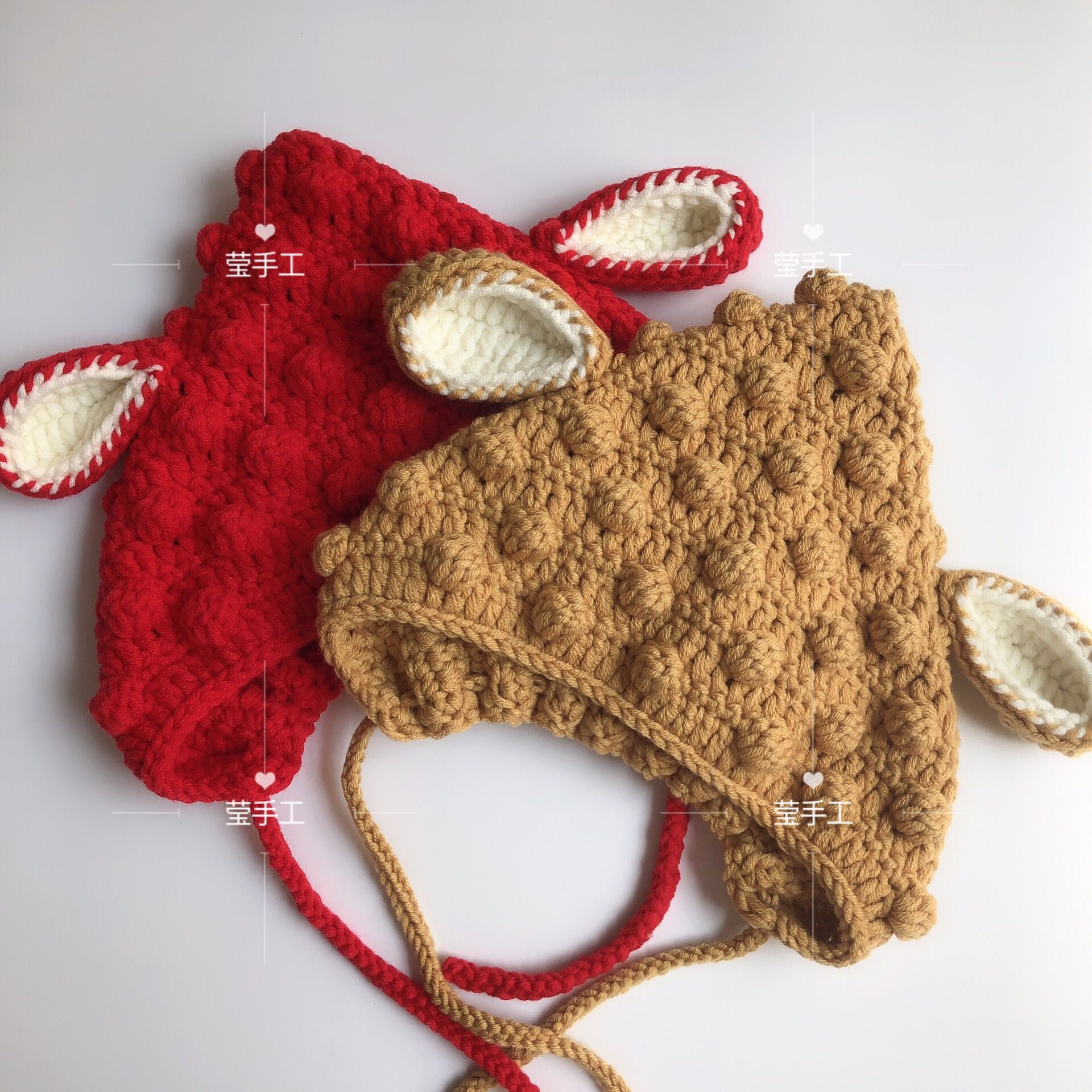 【不是成品】钩针编织绵羊帽子材料包love线手工编织视频教程—毛线