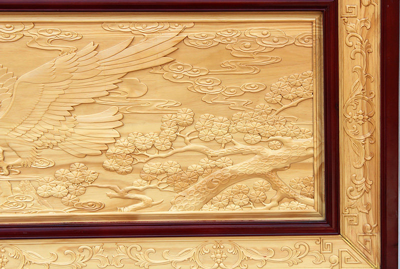 东阳木雕玄关背景墙装饰客厅墙壁壁挂动物浮雕木雕