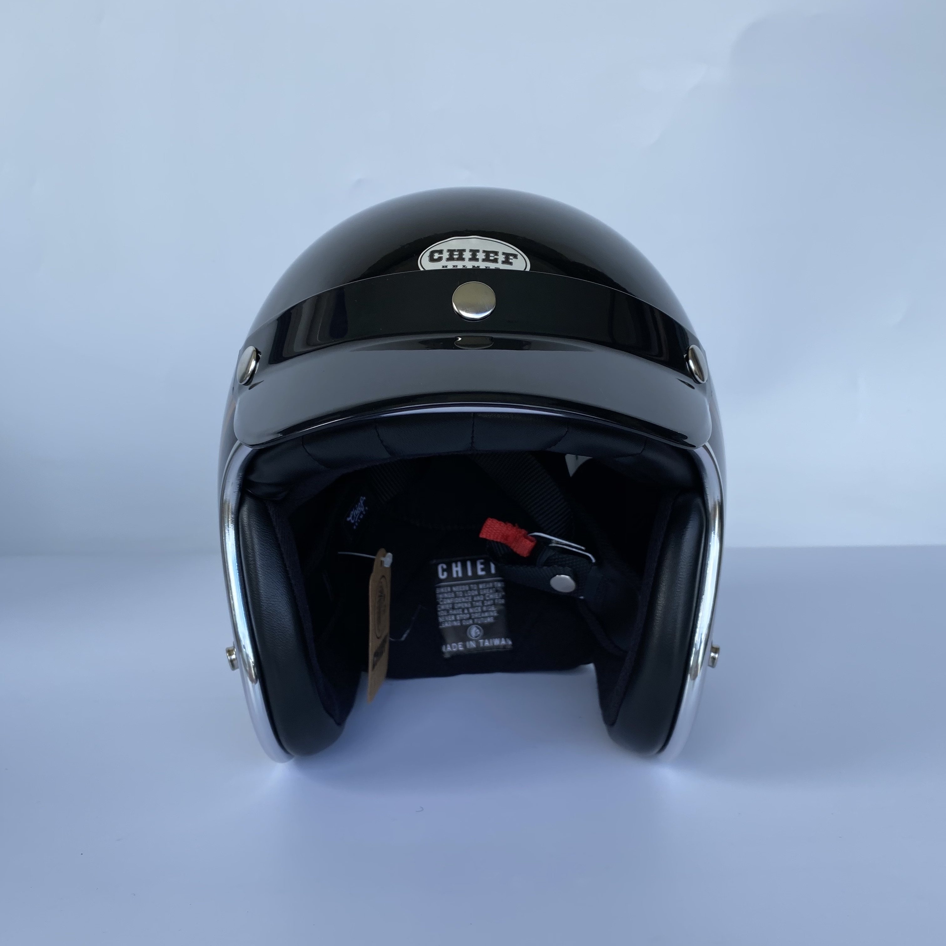 现货台湾chief复古电动摩托车机车头盔印第安哈雷摩托车头盔