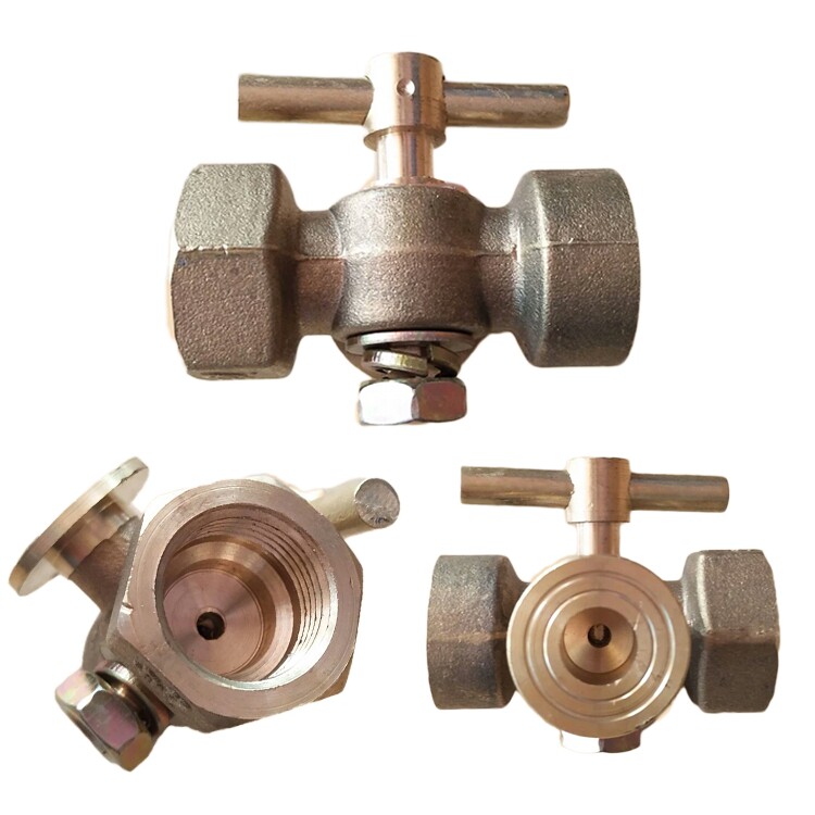 高压加厚压力表锅炉铜考克带排气孔4分-m20x1.5全铜旋塞阀