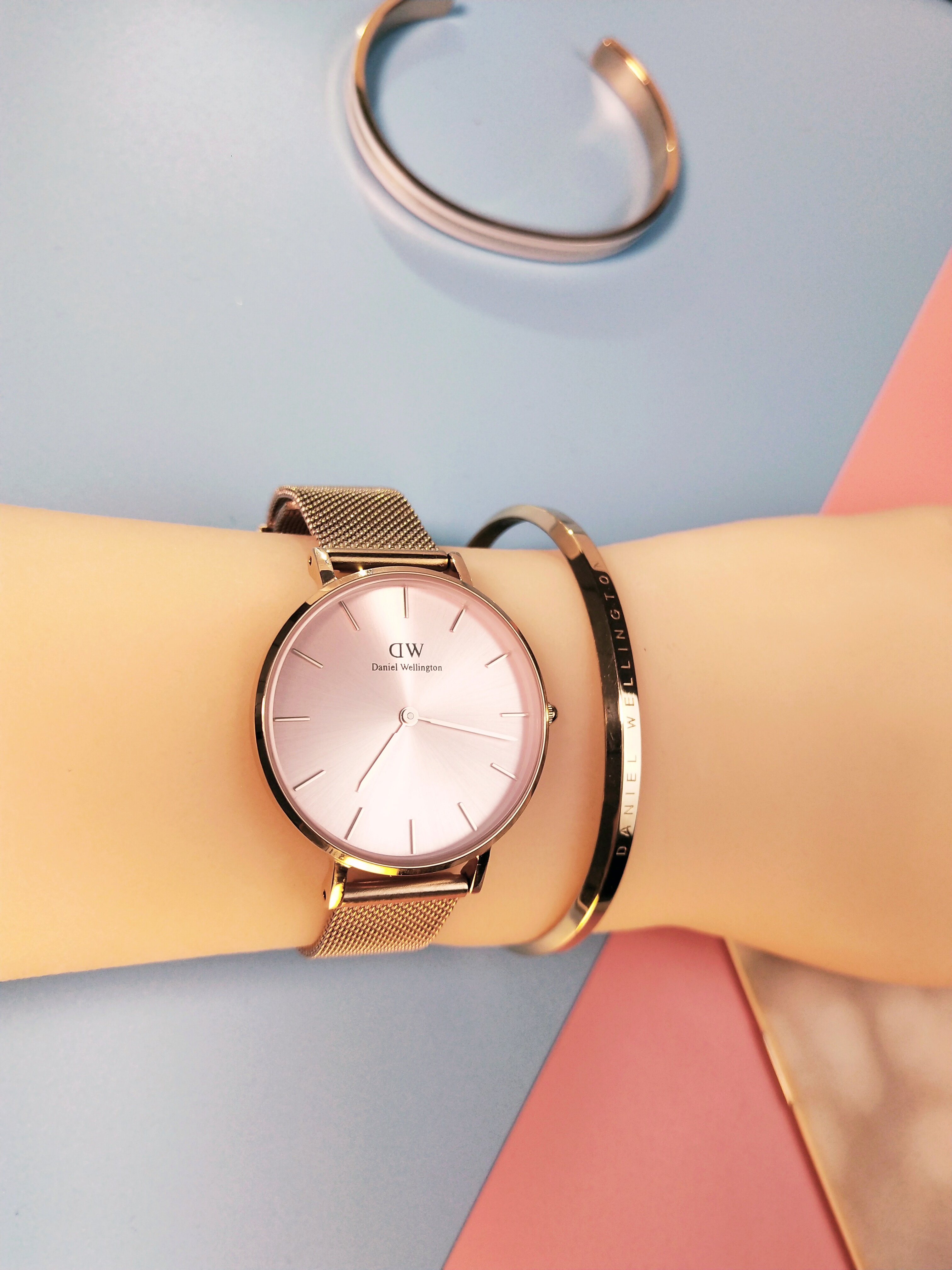 dw手表代购女款钢带红色玫瑰花套盒2832mm七夕情人节生日礼物简约