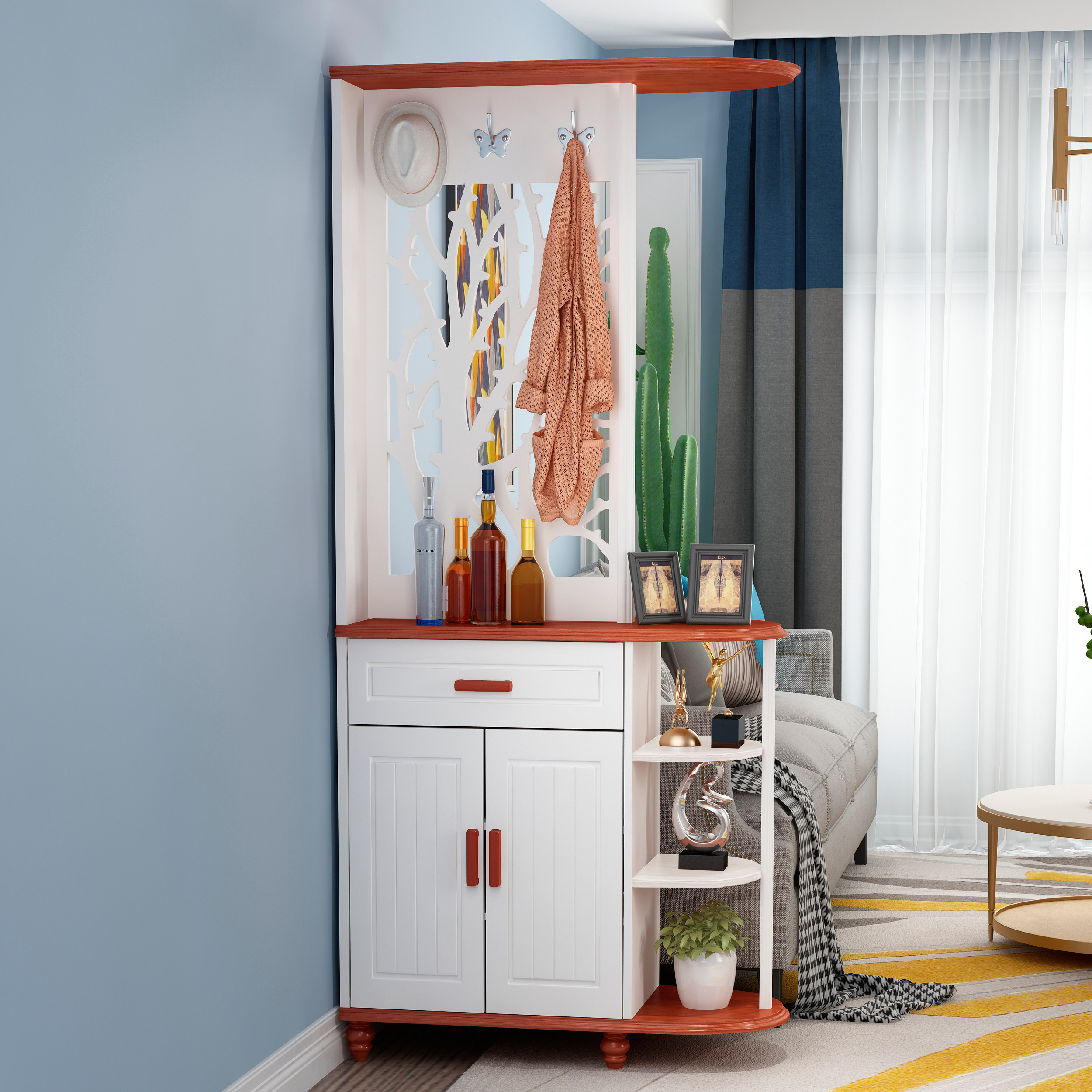 进门玄关隔断柜镂空入户鞋柜双面客厅屏风装饰柜门厅柜间厅衣帽柜