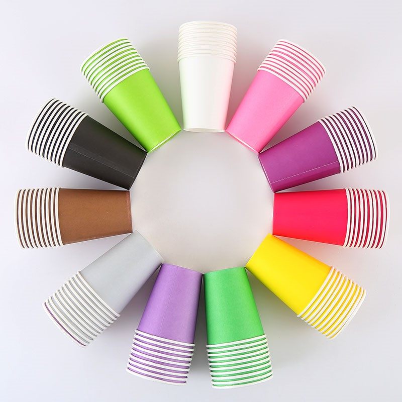 100只彩色纸杯幼儿园手工一次性混装加厚大红橙黄纸杯