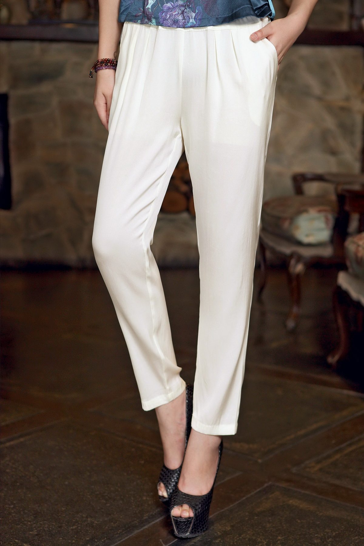 真丝哈伦裤修身女裤妈妈夏季大码九分裤桑蚕丝绸小脚裤宽松薄百搭