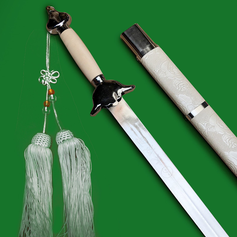 白色太极剑古装舞蹈拍照武术表演晨练剑软剑响剑太极剑