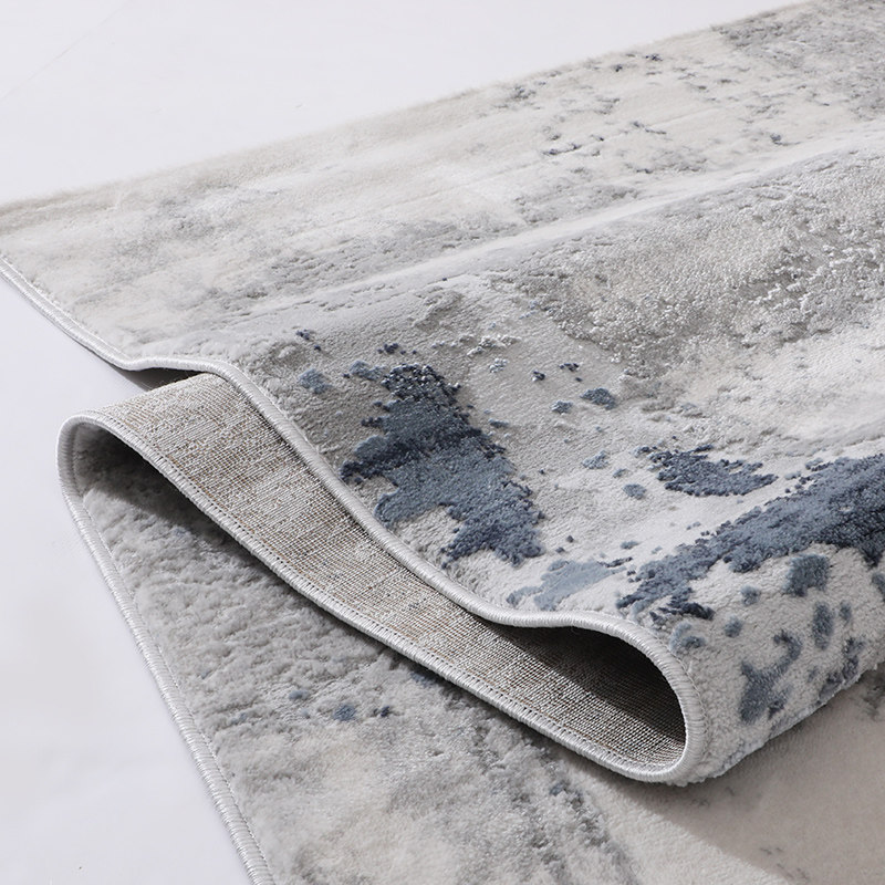 土耳其进口灰蓝色地毯北欧简约风客厅茶几毯素色家用卧室床边毯