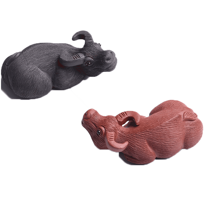 锦格宜兴紫砂茶宠手工水牛雕塑茶道摆件功夫功夫茶茶宠摆件