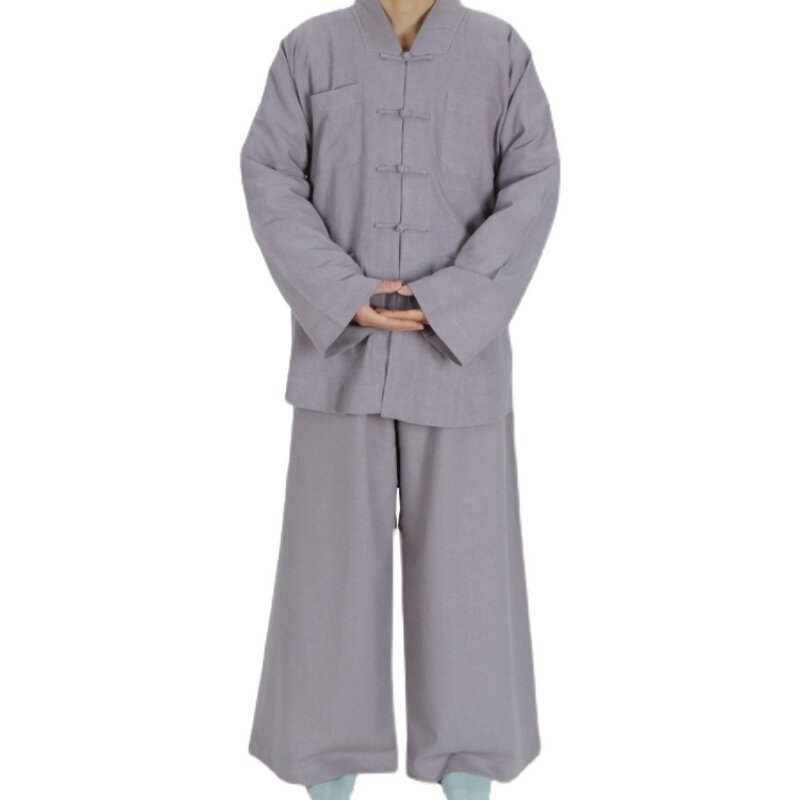 相牌僧服短褂男春夏秋季棉麻面料和尚服透气女布扣盘扣小褂僧衣袍