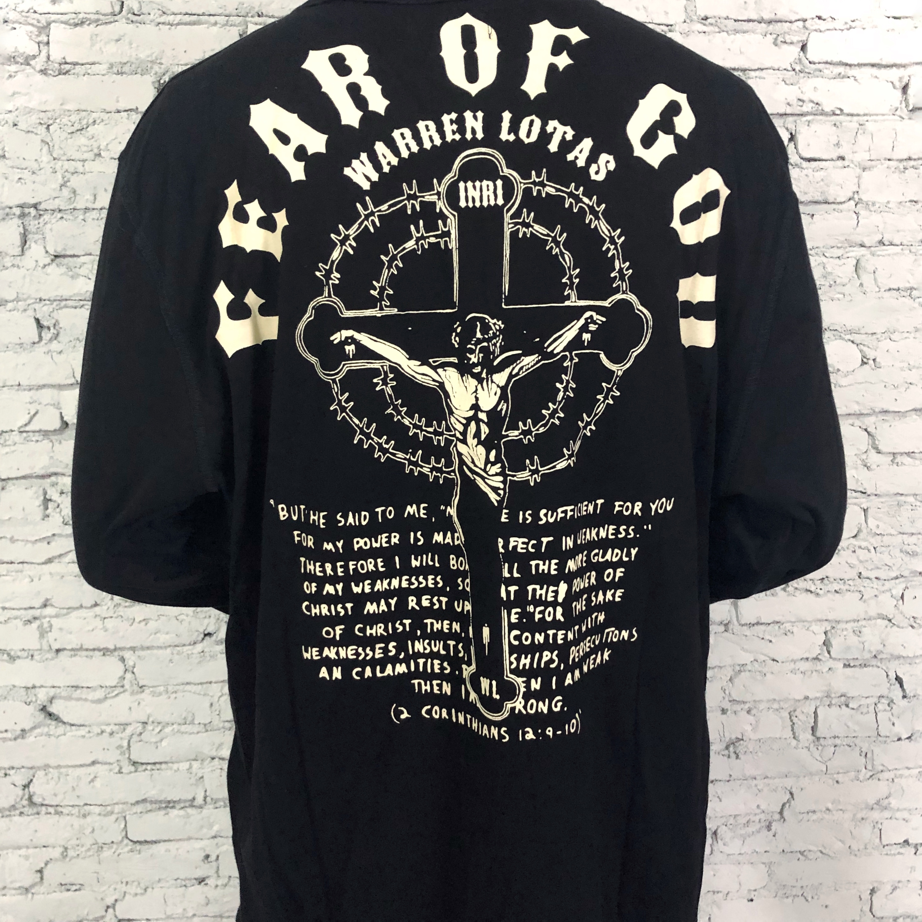 欧美高街fog长袖耶稣圣诞节限定宗教十字架印花打底衫宽松t恤男女