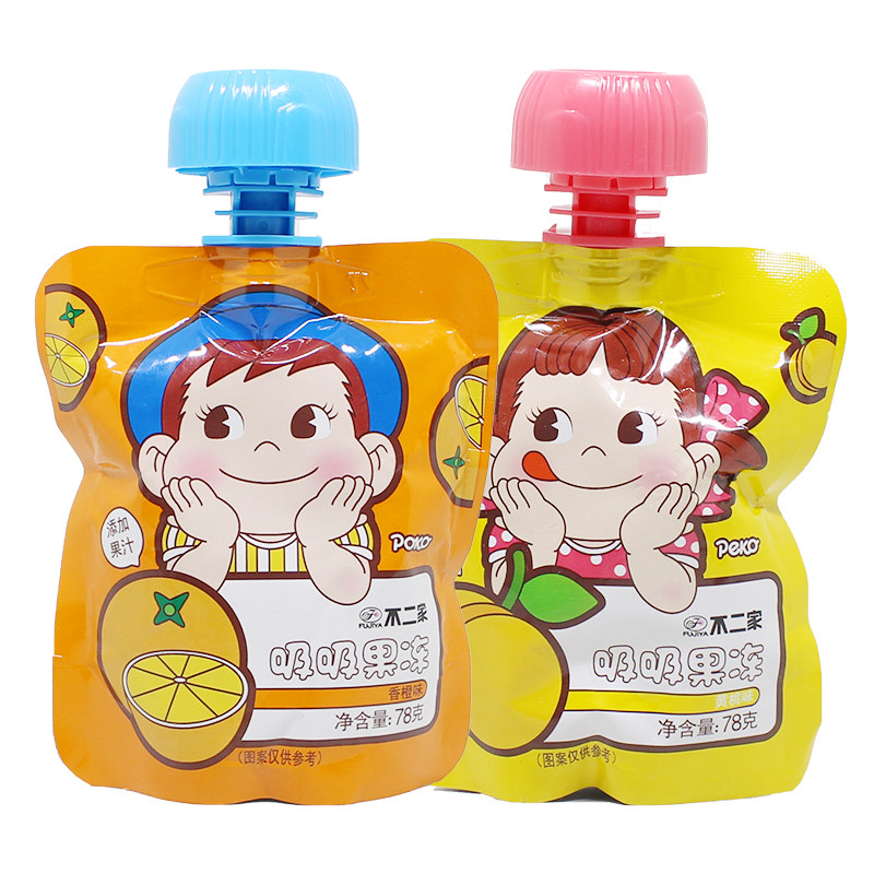 果冻日本不二家吸吸78g香橙果味儿童可吸果肉果冻