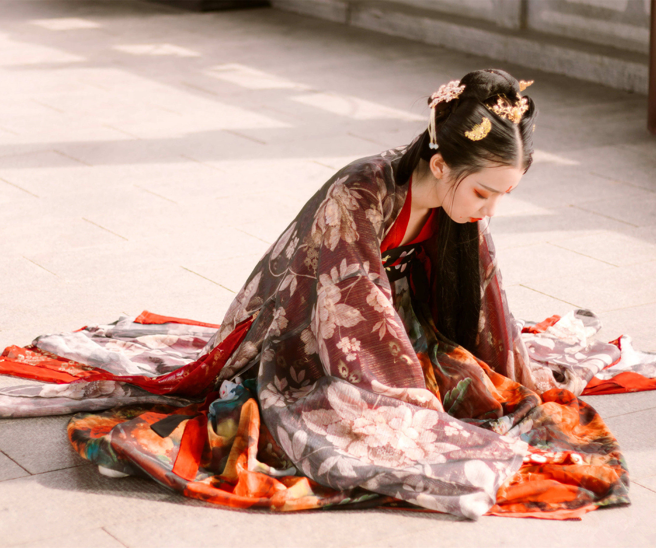 汉服女齐胸襦裙古装汉服红色大袖衫日常改良新款汉元素服装