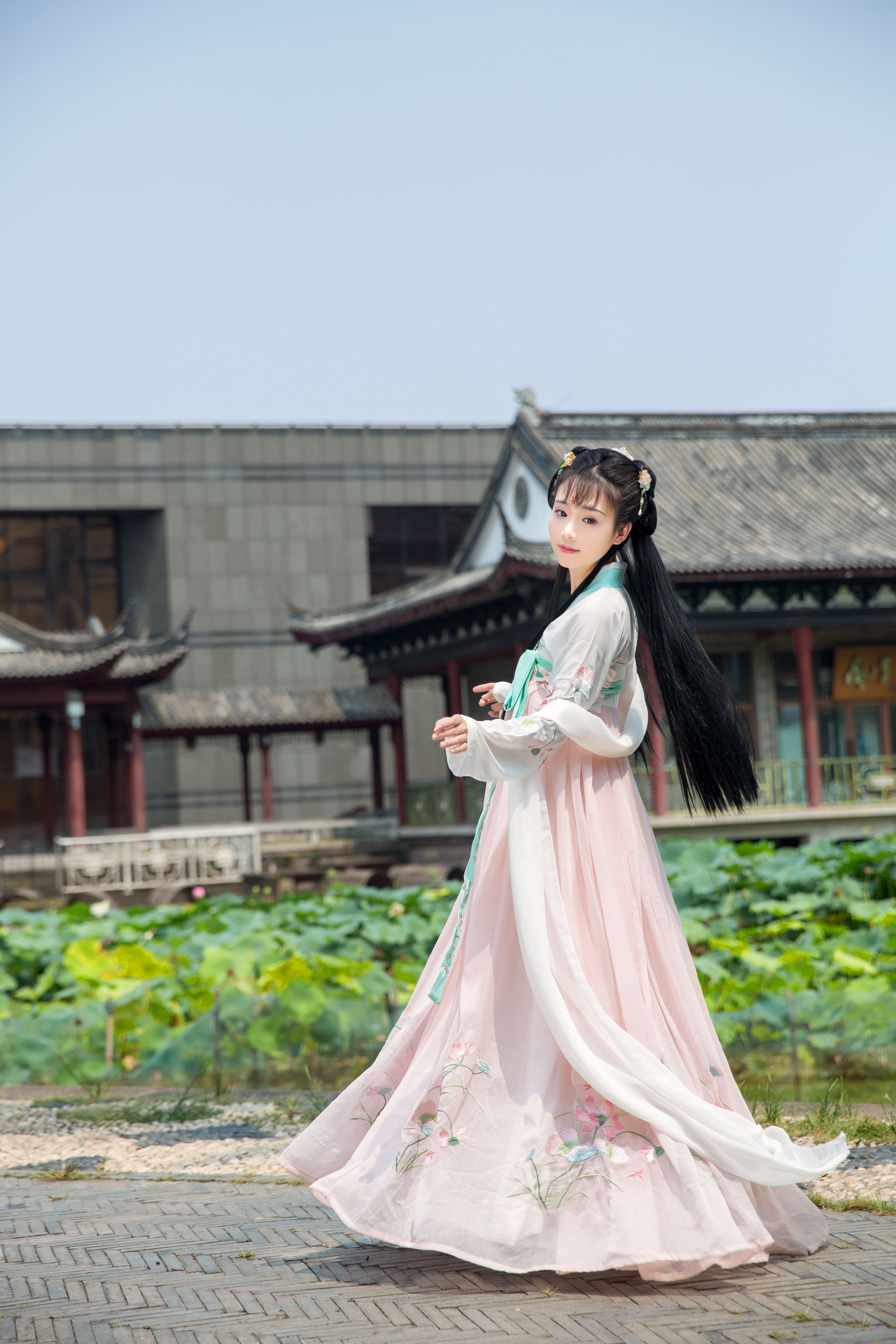 汉服女中国风齐胸襦裙日常汉服襦裙春古装仙女裙飘逸清新淡雅改良