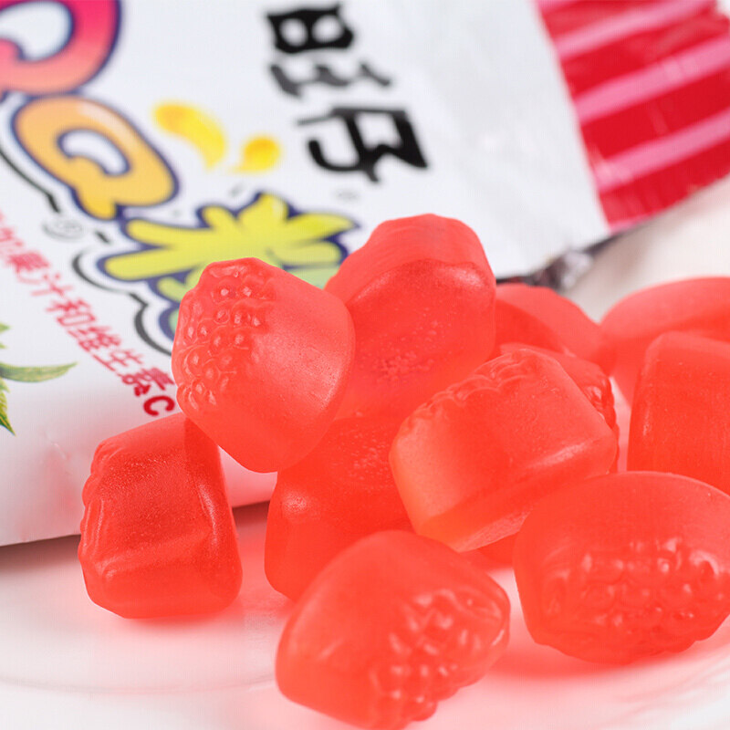 旺仔糖水小包零食草莓乐味糖可果汁橡皮糖qq传统糖果