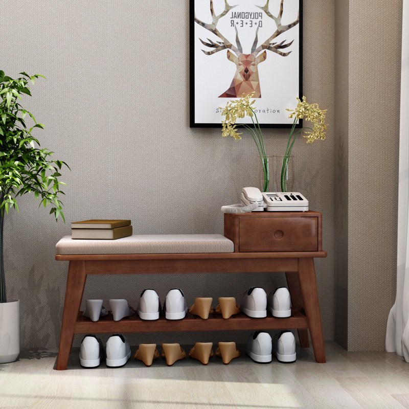 换鞋凳穿鞋凳玄关多功能创意鞋凳电话椅门口实木鞋架鞋柜组合
