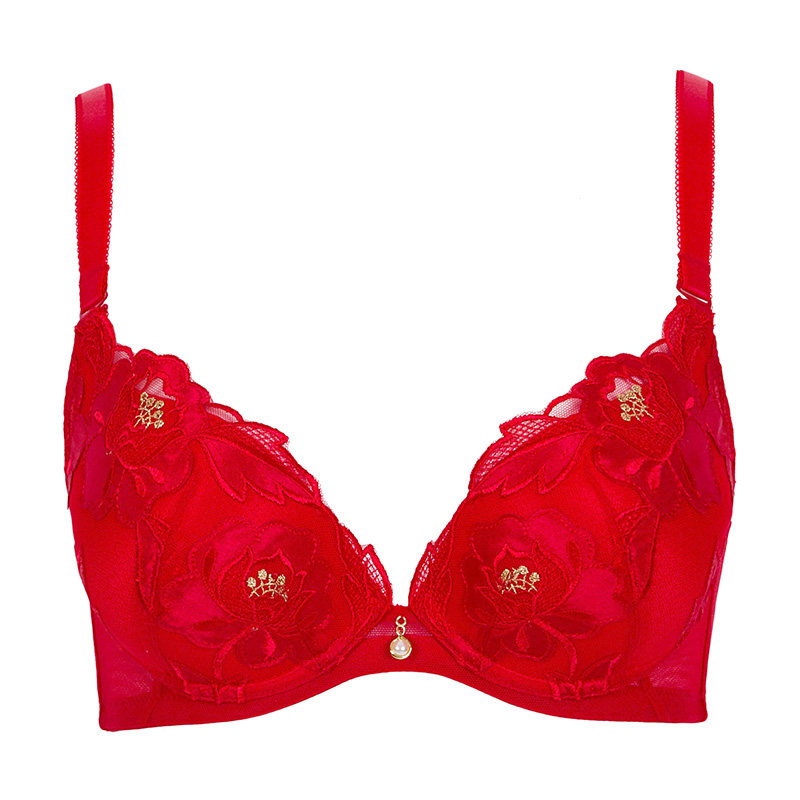 古今上薄下厚深v性感刺绣牡丹聚拢文胸罩内衣女 0h885