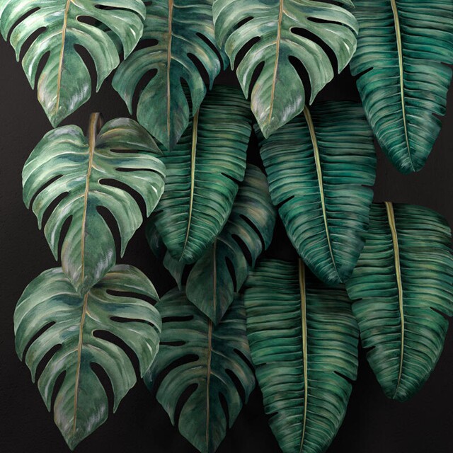 正品授权意大利miho龟背天堂鸟立体叶子叶子花花卉壁饰