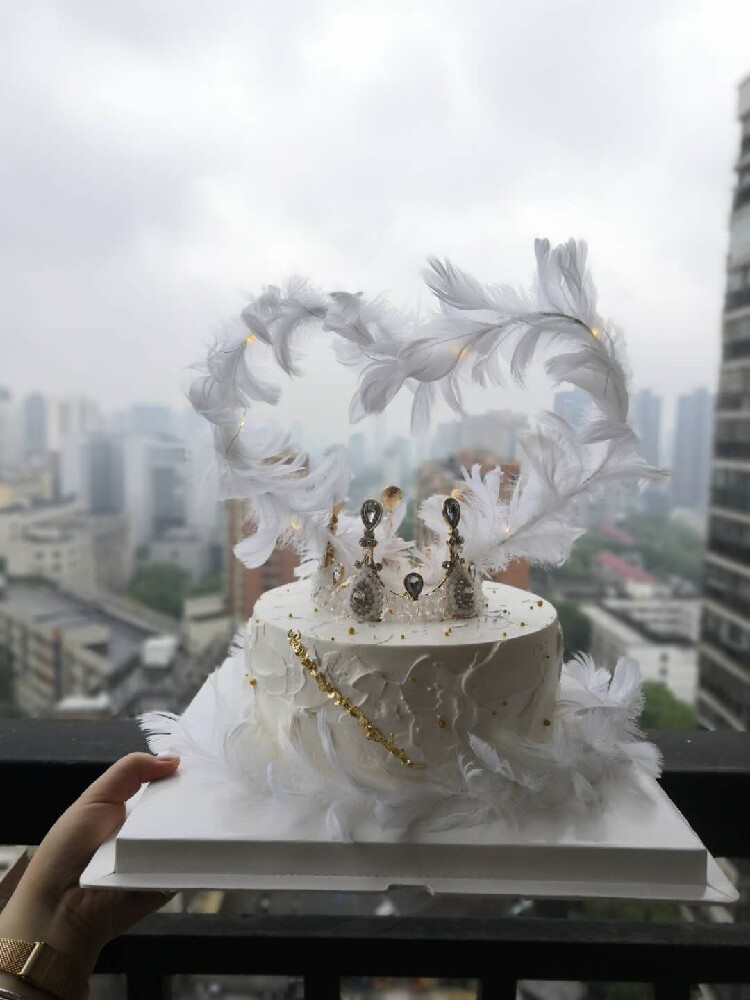 小仙女珍珠爱心羽毛皇冠蛋糕生日蛋糕长沙同城配送新鲜蛋糕