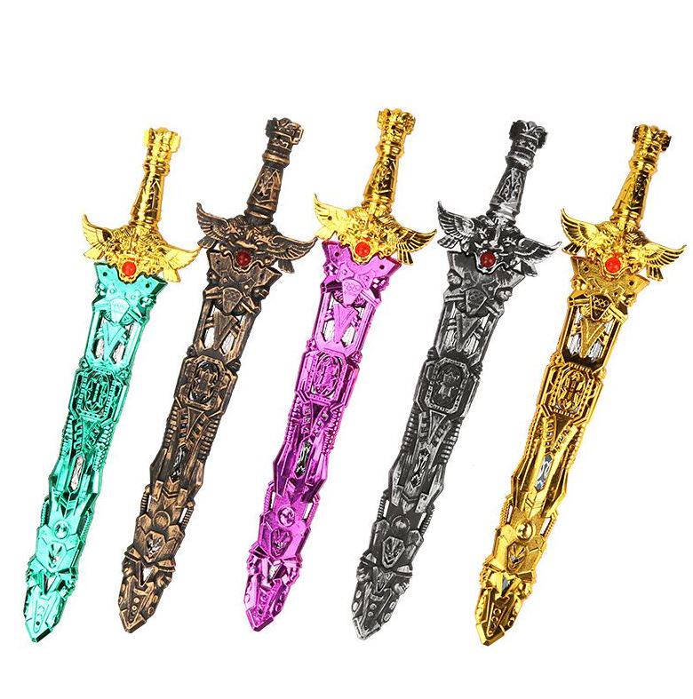 塑料宝刀柔软玩具儿童男童舞会银色花纹套装发光玩具