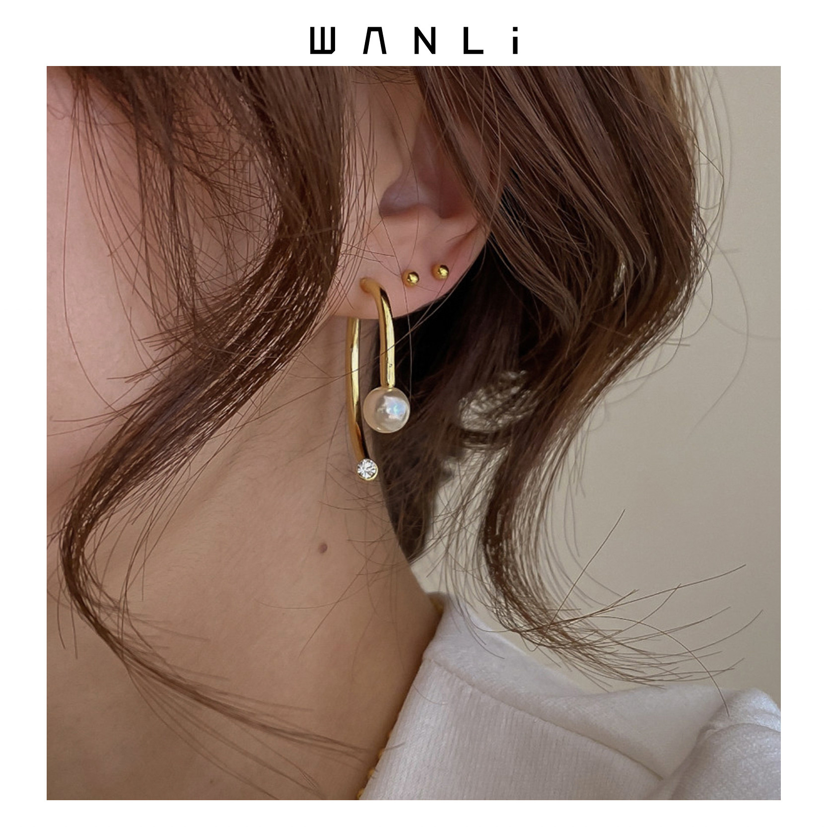 挽里网红真金轻奢复古冷淡ins饰品耳环耳挂耳环