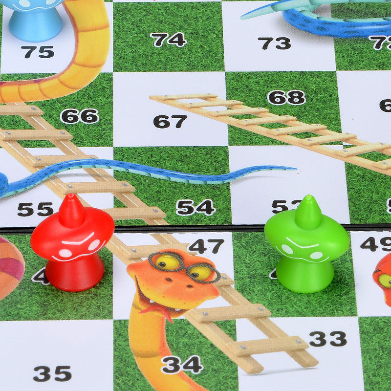 大号蛇棋桌游折叠式磁性蛇棋幼儿儿童亲子玩具 便携版益智蛇梯棋